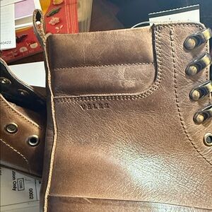 Brown Leather Lace-Up Boots with Plaid Lining made in brasil 100 leather